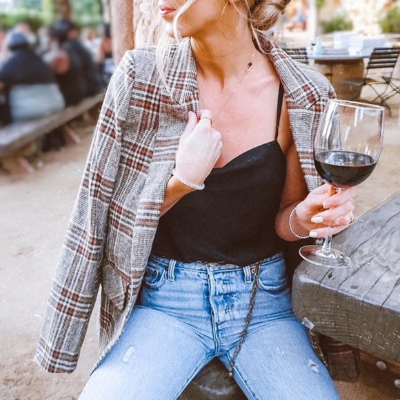 Hoity Toity Jackets & Blazers - Brown Plaid Blazer